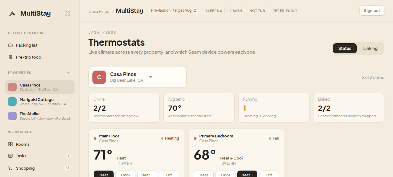 Thermostat climate dashboard