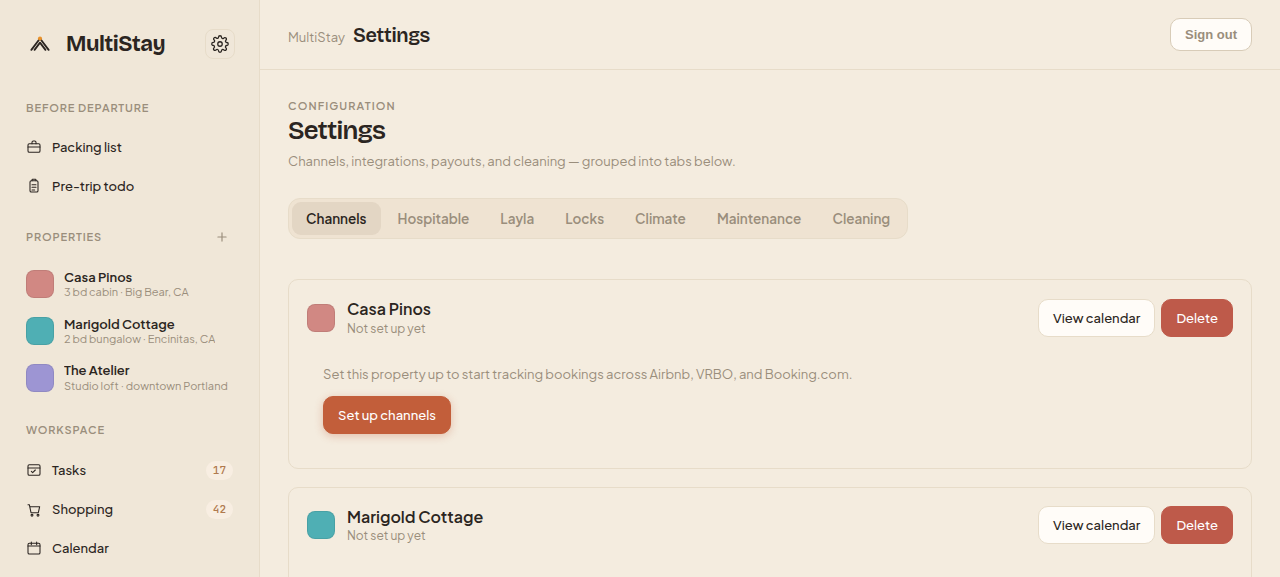 Settings and integrations
